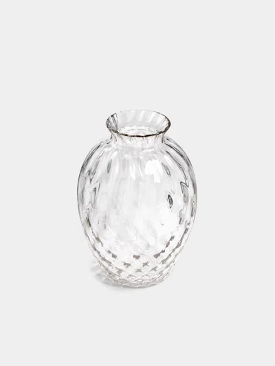 Carlo Moretti Polaris Hand-blown Murano Glass Small Vase  Abask Luxury Gift In Transparent