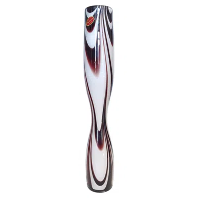 Pre-owned Carlo Moretti Purple And White Murano Glass Vase “wave” By , Italy 1970s