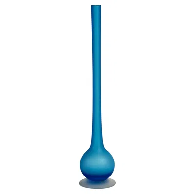 Pre-owned Carlo Moretti Rare Colorful Blue  Satinato Murano Glass Pencil Vase