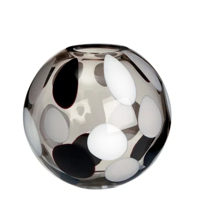 Pre-owned Carlo Moretti Sfera Vase In White, Grey And Black By  In Gray