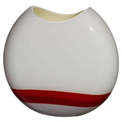 Pre-owned Carlo Moretti Small Eclissi Vase In Red, Ivory, And Grey By  In Gray
