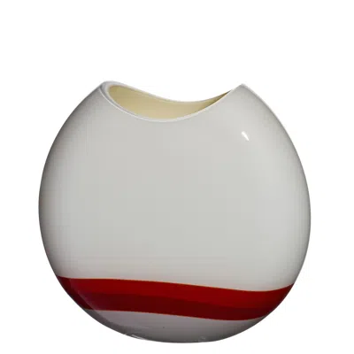 Pre-owned Carlo Moretti Small Eclissi Vase In Red, Ivory, And Grey By  In Gray