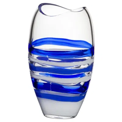 Pre-owned Carlo Moretti Small Ellisse Vase In Blue And White By