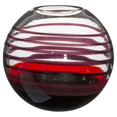 Pre-owned Carlo Moretti Small Sfera Vase In Black And Red By