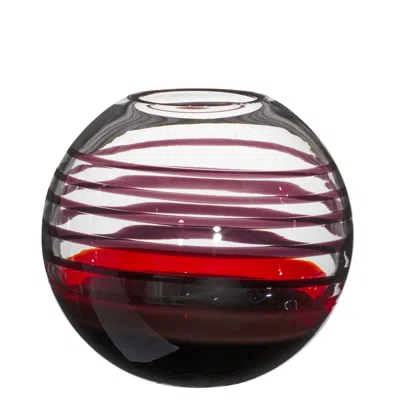 Pre-owned Carlo Moretti Small Sfera Vase In Black And Red By