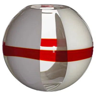 Pre-owned Carlo Moretti Small Sfera Vase In Grey And Ivory By  In White