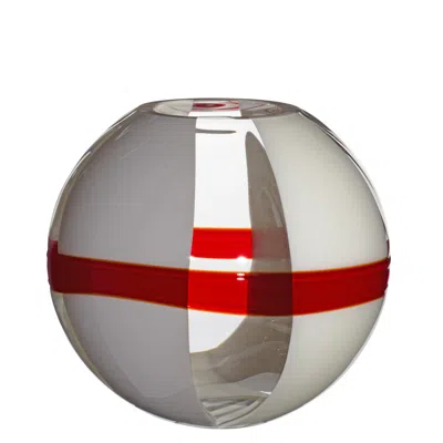 Pre-owned Carlo Moretti Small Sfera Vase In Grey And Ivory By  In White