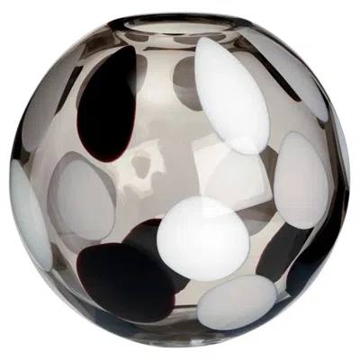 Pre-owned Carlo Moretti Small Sfera Vase In White, Grey And Black By  In Gray