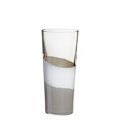 Pre-owned Carlo Moretti Small Troncocono Vase In Grey And White By