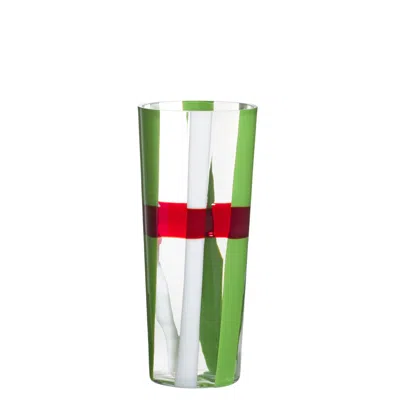 Pre-owned Carlo Moretti Small Troncocono Vase In Red And Green By