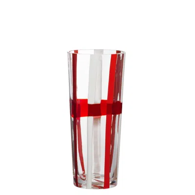 Pre-owned Carlo Moretti Small Troncocono Vase In Red And White By