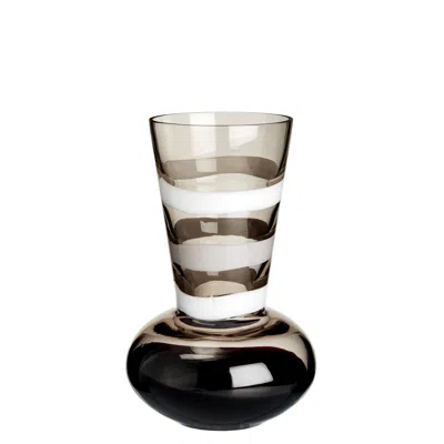 Pre-owned Carlo Moretti Small Troncosfera Vase In White, Grey And Black By  In Gray