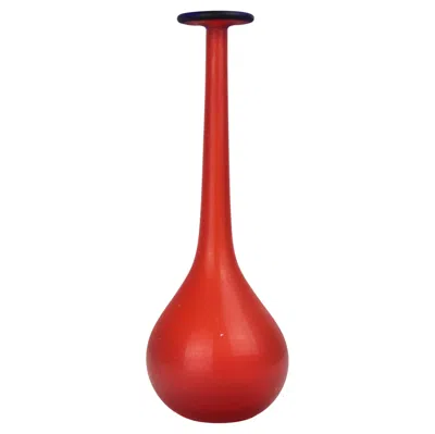 Pre-owned Carlo Moretti Soliflor Glass Vase Red Scavo Etched Murano Studio Art Glass
