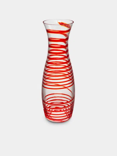 Carlo Moretti Spiral Hand-blown Murano Glass Decanter  Abask Luxury Gift In Red