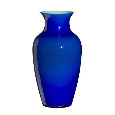 Pre-owned Carlo Moretti Standard I Cinesi Vase In Cobalt Blue By