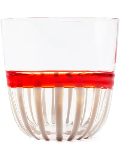 Carlo Moretti Striped Water Glass In Red
