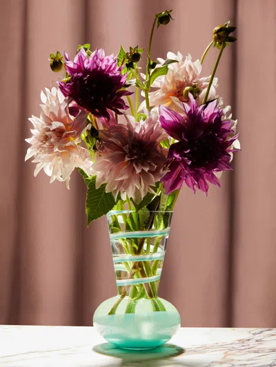 Carlo Moretti Sturm Hand-blown Murano Glass Vase  Abask Luxury Gift In Green