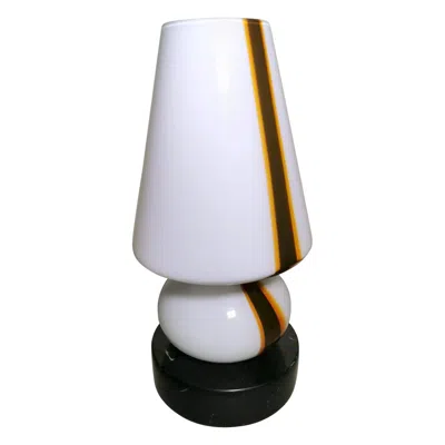 Pre-owned Carlo Moretti Style Space Age Lamp From Murano In Opaline Glass And Marble Base In Transparent