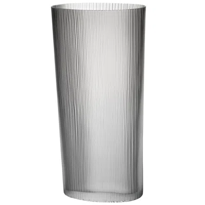 Pre-owned Carlo Moretti Tall Ovale Millemolature Contemporary  Murano Clear Glass Vase In Transparent