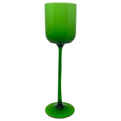 Pre-owned Carlo Moretti Tall Vintage Italian Green Glass Goblet After , Murano