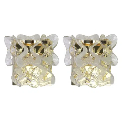 Pre-owned Carlo Nason 1 Of 2 Large Murano Glass Wall Sconce By Kalmar Mod. Catena, Austria, 1960s In Sand