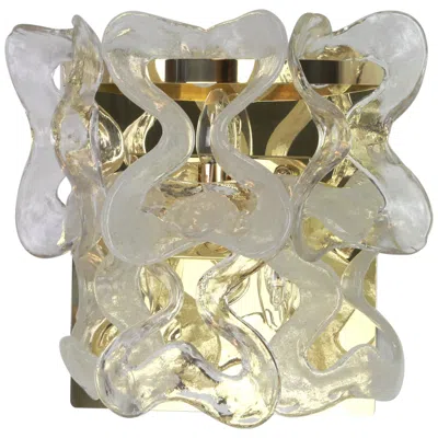 Pre-owned Carlo Nason 1 Of 2 Large Murano Glass Wall Sconce By Kalmar Mod. Catena, Austria, 1960s In Sand