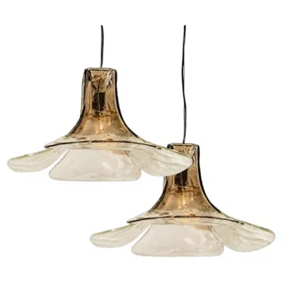 Pre-owned Carlo Nason 1 Of The 2 Pendant Lights By  For Mazzega In Sand