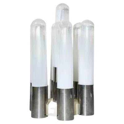 Pre-owned Carlo Nason 1960s Vintage  Floor Lamp, Murano Glass & Chrome Base In Transparent