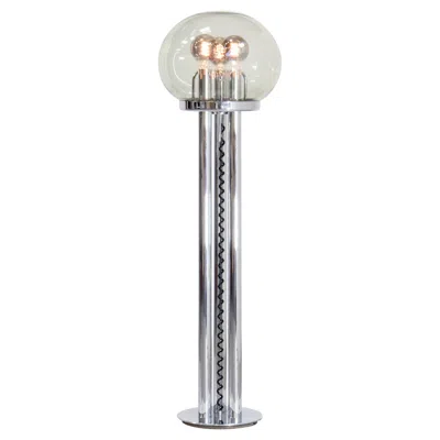 Pre-owned Carlo Nason 1970s Italian Murano Glass & Chrome Floor Lamp  For Stilux Attributed In Transparent