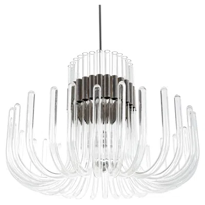 Pre-owned Carlo Nason Bespoke Glass And Chrome Chandelier, Italy, Circa 1970 In Transparent