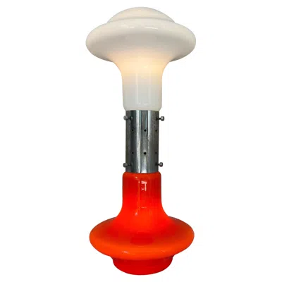 Pre-owned Carlo Nason Brillo Floor Lamp By  For Mazzega In White And Orange Murano Glass