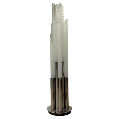 Pre-owned Carlo Nason Chromed Metal And Murano Glass Floor Lamp, Italy 1970s In Transparent