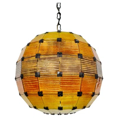 Pre-owned Carlo Nason Colorful Glass Ball Pendant Lamp In Orange
