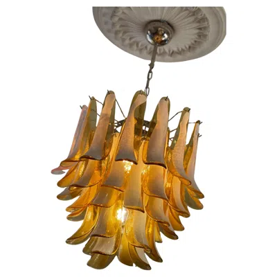 Pre-owned Carlo Nason Eclectic Amber Colored Murano Chandelier In Flamingo Style In Brown