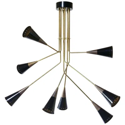 Pre-owned Carlo Nason , Fascino Multi Stemmed Brass Chandelier In Black