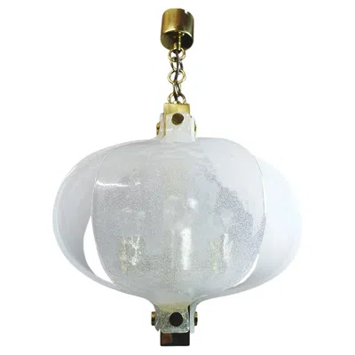 Pre-owned Carlo Nason Frosted Murano Tulip Chandelier Pendant Glass & Brass By Kaiser, Germany, 1970s In Transparent