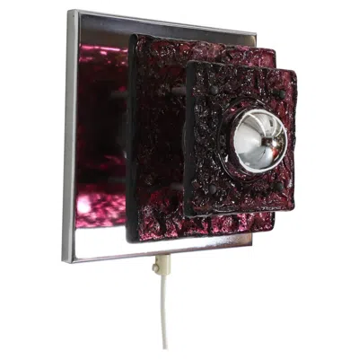 Pre-owned Carlo Nason Geometric Wall Or Ceiling Sconce With Layered Amethyst Glass On Chrome Base In Purple
