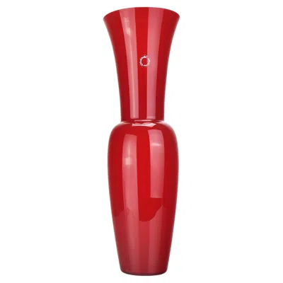 Pre-owned Carlo Nason Huge Red Opaline Glass Vase By  Eklettika Vintage Murano Studio Art