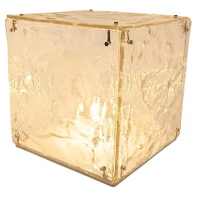 Pre-owned Carlo Nason Large Cube Shaped Glass Floor And Table Light By , 1970 In Orange