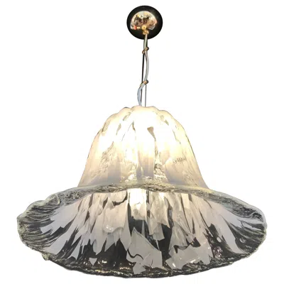 Pre-owned Carlo Nason Large Tulip Murano Glass Pendant Lamp By  In Sand