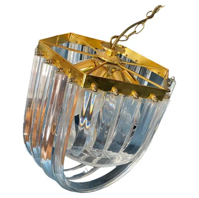 Pre-owned Carlo Nason Lucite Ribbon Prism Chandelier In The Style Of Triedri And  1970s In Brown