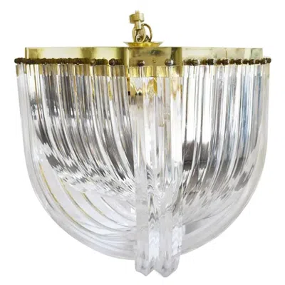 Pre-owned Carlo Nason Lucite Ribbon Prism Chandelier In The Style Of Triedri And  1970s In Transparent