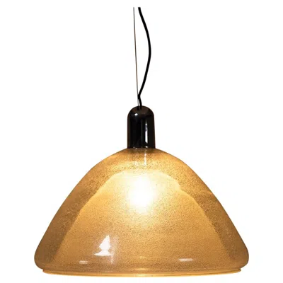 Pre-owned Carlo Nason Mazzega Pendant Lamp In Bullicante Murano Glass By , Italy 1970s In Orange