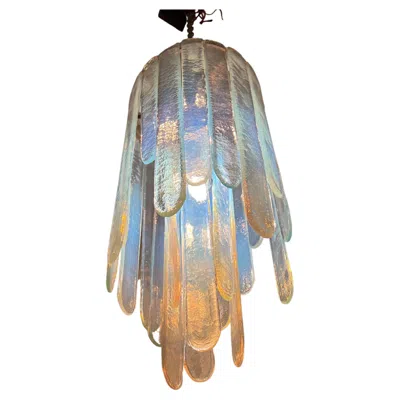 Pre-owned Carlo Nason Mcm "cascade" Mazzega Chandelier By  In Opalescent Murano Glass In Transparent