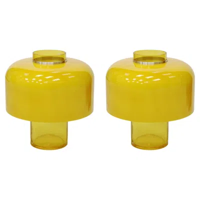 Pre-owned Carlo Nason Mid Century Modern Yellow Table Lamps Designed By  In Murano Glass