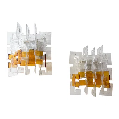 Pre-owned Carlo Nason Mid-century Modern Pair Of Wall Light By , 1960s In Sand