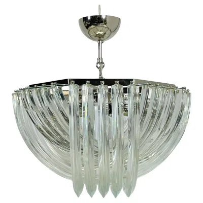 Pre-owned Carlo Nason Mid-century Venetian Glass Chandelier By  For Mazzega In Transparent