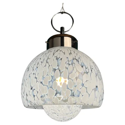 Pre-owned Carlo Nason Mid-century White Murano Pendant Lamp Designed By  For Mazzega Italy