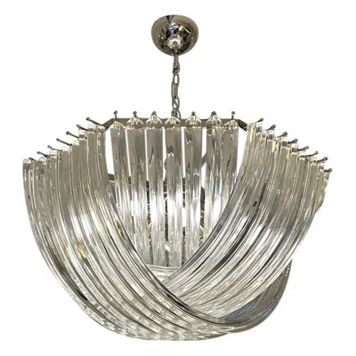 Pre-owned Carlo Nason Murano Curved Crystal Chandelier By  In Transparent