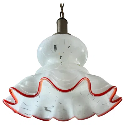 Pre-owned Carlo Nason Murano Glass Pendant Light Designed By  1970s Italy In Transparent